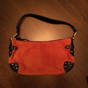 The Sak Pink Label Orange Suede Baguette Purse